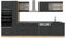 Vicco Küchenzeile R-Line, Anthrazit Landhaus/Goldkraft Eiche, 350 cm, AP Anthrazit