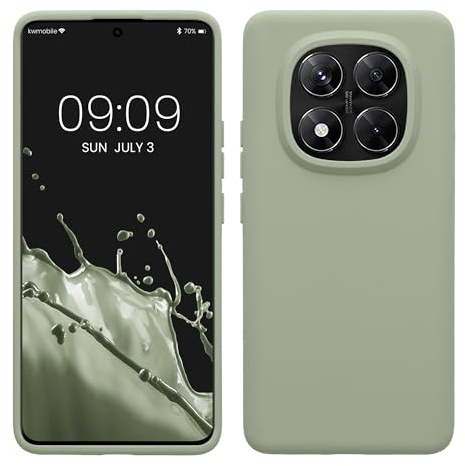 kwmobile Handyhülle für Xiaomi Redmi Note 14 Pro 5G / Redmi Note 14 Pro+ 5G / Poco X7 Hülle - Case Silikon - Kabelloses Laden - Schutzhülle Cover in Graugrün