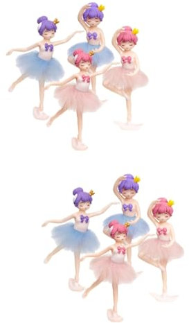 2 Sätze Ballerina-mädchen Kuchen Ballettstatuen Und Figuren Dekorationen Für Ballettpartys Ballett-cupcake-topper Ballettfiguren Für Mädchen Puppe Gänseblümchen Pvc 4 Stück * 2 UPKOCH