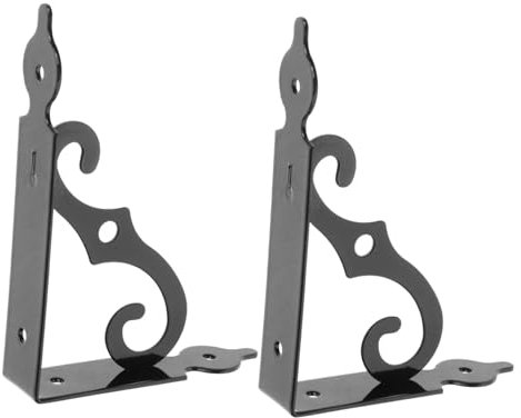 HOMSFOU 2 Stück Unsichtbare Regalhalterungen Für Wandmontage Stabile Dreieck Wandstütze Aus Schwarzem Metall Traglast Für Schwebende Holzregale Dekorative Schwerlast Wandregalhalterung