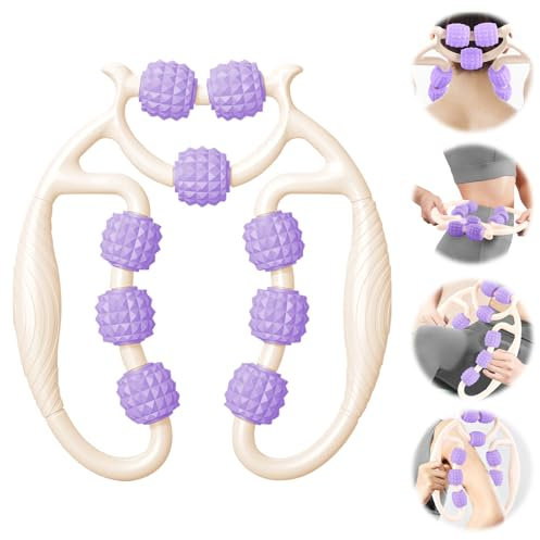 Taozoey Rouleau de Massage Musculaire des Jambes, Rouleau de Massage Anti-Cellulite 360 °, Rouleaus de Massages des Jambes, Rouleaus de Massages 360, Soulage la Fatigue (Blanc+Violet)