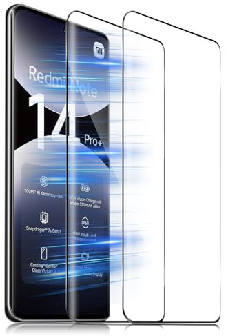 HidWee para Xiaomi Redmi Note 14 Pro Plus 5G/Note 14 Pro+ /Note 13 Pro Plus / 13 Pro+ 5G/ Note 14 Pro 5G/POCO X7 Protector de Pantalla, 2 Piezas Cristal Templado 3D Cubierta Fullglue Vidrio Templado