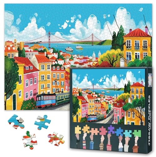 Puzzles für Erwachsene 1000 Teile – Puzzles Stadtbildkunst, 70 x 50 cm Europäisches Stadtdesign Herausforderndes Puzzle Familienspiel für Männer und Frauen (Wohnkultur)