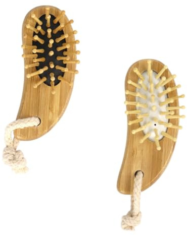 Homoyoyo 2 Stück Holzhaar Kämme mit Luftpolster Glatte Kammzähne Tragbarer Entwirrungskamm für Kopfhautmassage und Tägliche Pflege im Alltag