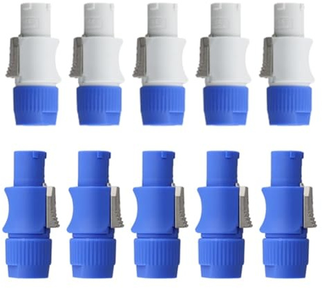 Eighosee 10Pcs Powercon Male 3 PIN Connector 250V 20A AC Signal Input Jack for Stage Light for Beam Light Power