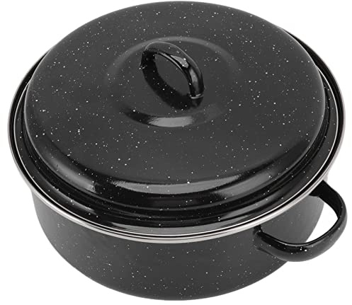 Masyrt Pfanne mit Schwarz Gesprenkelter Oberfläche, Nicht-Stick-Haushaltsgrillpfanne, Pfanne mit Deckel für Geröstete Süßkartoffeln, Kastanien (Eisenabdeckung (Eisenabdeckung 26 cm)