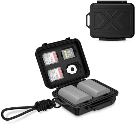 NP-FZ100 NP-W235 Portable Camera Battery Memory Card Storage Case | Water-Resistant, Compact Battery Case Box for 4 SD 3 CFexpress Type-A 2 Camera Batteries, for Sony NP-FZ100 Fuji NP-W235