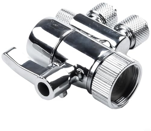 LatoYard Valvola deviatrice bidirezionale in ottone per filtri dell'acqua da controsoffitto, uscite da 3/8 e 5/16, cromata, per Amway eSpring e la maggior parte dei rubinetti da cucina standard