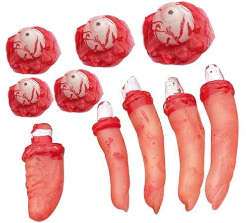 FUNOMOCYA 10 Stück Realistische Abgetrennte Finger und Künstliche Augen aus Kunststoff Halloween Scherzartikel und Party Deko
