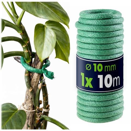 KADAX Alambre de jardín de 10 mm x 10 m, 1 pieza, alambre de unión con núcleo de acero estable y revestimiento de espuma suave en verde, alambre para flores, alambre grueso para jardín