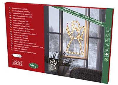 Konstsmide LED Fenstersilhouette, Engel, 50 warm weiße Dioden, 230V, Innen, weißes Kabel - 2173-010