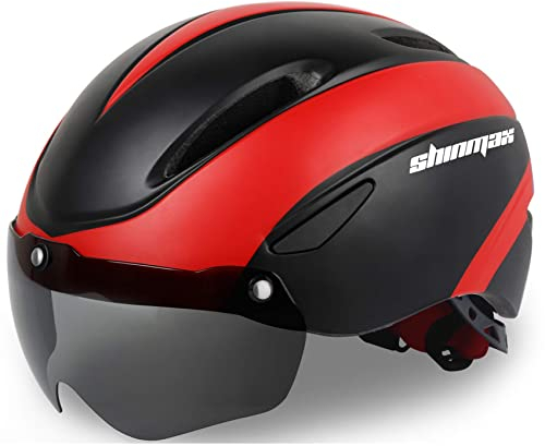 Shinmax Fahrradhelm Herren Damen Fahrradhelm mit Visier Abnehmbarer Magnetischem Schutzbrille für Männer Frauen Erwachsene Mountainbike Road Fahrrad Helm Einstellbarer MTB Helm Cityhelm Ski Snowboard