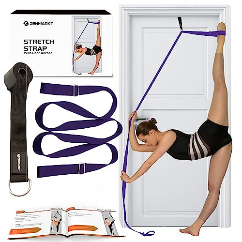 Zenmarkt Door Leg Stretcher – Improve Balance & Flexibility with Door Flexibility Trainer, Purple Foam Stretching Strap for Dance, Ballet, Yoga & Gymnastics Exercises