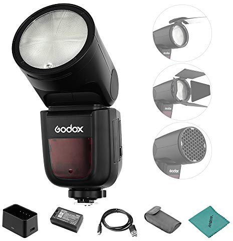 Godox V1N Camera Flash Speedlite Speedlight Wireless 2.4G Zoom Fresnel con 2600mAh Lithimu Battery per Nikon D5300 D750 D850 D7100 Z7 Camcorder Videocamera