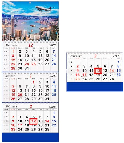 Whchiy Wandkalender 2021, 34 x 83,1 cm, 3 Monate, vertikaler Kalender, perfekt für Ihren geschäftigen Zeitplan, Dezember 2020-Januar 2022 (Stadt)