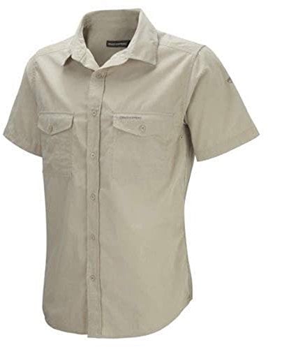 Craghoppers Mens Kiwi Short Sleeve Hiking Shirt, Oatmeal, L EU