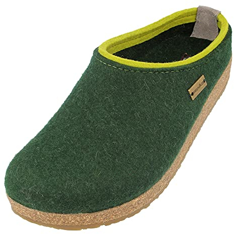 HAFLINGER Grizzly Kris Filzpantoffel Hausschuh Filzclog Grün (Eibe 335), Gr.41