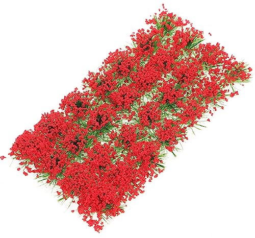 Healifty Landschaftsbau Modellbau Material Miniatur Blumen Pflanzen Rot Grasbüschel Modell Modellbau DIY Tabletop Modelleisenbahn Puppenhaus Feengarten Mikrolandschaft Dekoration