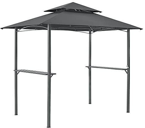 Gazebo del Pabellón para la Barbacoa Parga 250 x 241 x 151 cm Gazebo Grill Toldo para Parilla de Barbacoa Cenador para Jardín Abrigo de la Tienda Patio 2 Niveles Gris Antracita