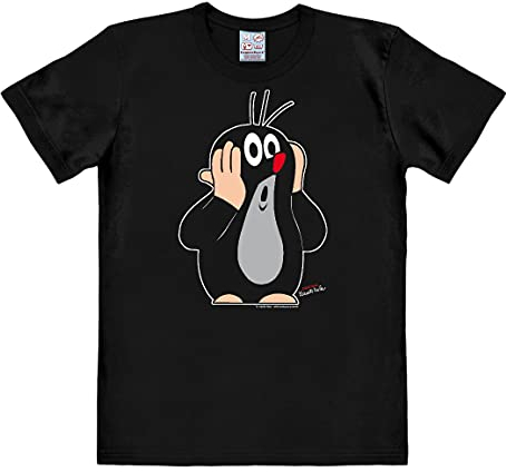 Logoshirt® TV I Der kleine Maulwurf I Oh Oh I T-Shirt Print I Damen & Herren I kurzärmlig I schwarz I Lizenziertes Originaldesign I Größe L