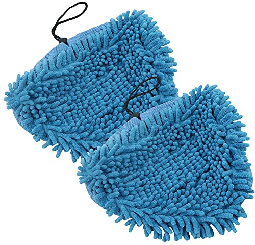 Ersatzbezug Steam Mop Pads Dampfreiniger - Dreieck Bodentücher, Langlebig Waschbar Coral Microfaser Ersatzpads, Ersatztücher Dampfbesen für viele Geräte mit dreieckigem Fuss, 2 Stück Blau