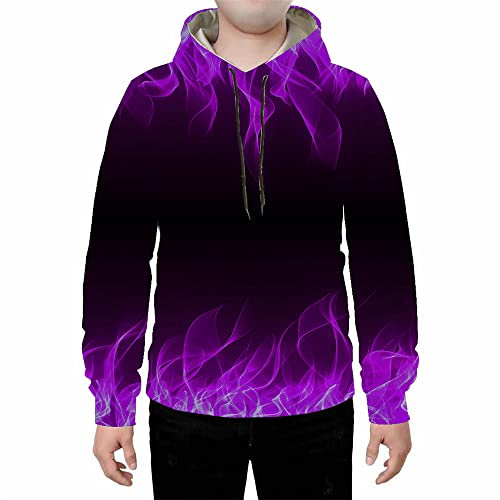 PANBOB Hoodie Herren Oversize 3D Flamme Drucken Langarm Pullover Herren Mode Hip Hop Style Paar-Outfit Winter Komfortabel Sweatshirt Herren Lässig Mode Kapuzenpullover Herren Mit Taschen WY-2220 L