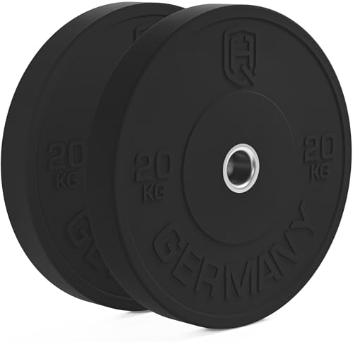 HQ Germany® Hantelscheiben 50mm [Set/Paar 5-25kg] - Training Vollgummi Bumper Plates 20kg - Hantelscheiben Set 50mm, Gewichtsscheiben, Gewichte, Weight Plates nach IWF Standard