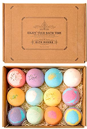 Badebomben Geschenk Set, 12 PCS Luxus-Spa-Bomben Badekugeln Entspannen und Befeuchten Trockene Haut für Perfektes Entspannung Weihnachten Badeperlen Geschenke für Mutter, Frauen, Freundin, Kinder