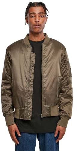 Build Your Brand Herren Jacke Bomber Jacket, Bomberjacke für Männer, leichte Sommerjacke, Darkolive, 4XL