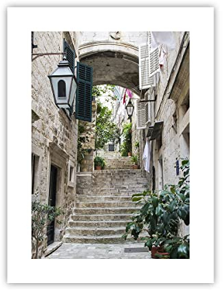 Poster ohne Rahmen Kroatien Treppe Dubrovnik Deko 30x40cm Wandposter Art Prints Wandbilder Dekoration Wohnzimmer Schlafzimmer Küche Wanddeko Bild Wand Kunstdruck Modern Wall Art Decor P2XPA30x40-5150