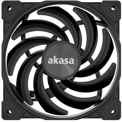 Akasa Alucia XS12, 120mm PWM Case Fan, High Performance Cooling Fan, 4 Pin, 120 x 15mm Sizing Slim Low-Noice, Up to 2000 RPM & 41.59 CFM, Black, AK-FN122-BK