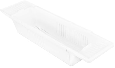 Bandeja para Bañera, Bandeja de Caddy para Bañera con Extender Lados, Estante de Almacenamiento para de Baño Expandible, Escurreplatos para Fregadero, Teléfono Móvil Bandeja Accesorios de Baño, Blanco