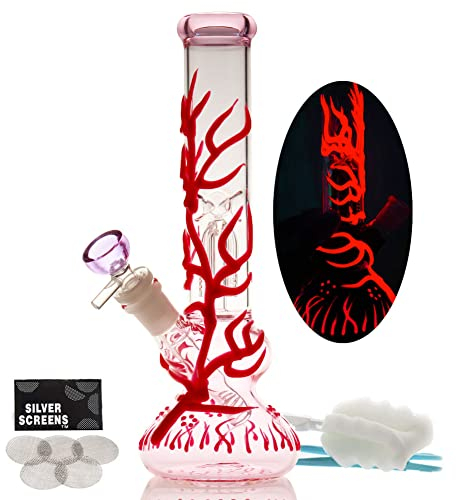 Glass Bong Mini Plastic Bongs with Smoking Bong Percolator, 14.5mm Water Pipe Bowl 12cm Water Bong with Stash Pot Smell Proof Container Hookahs Bong Acrylic Water Bong 1 Pack “Nicotine Free”