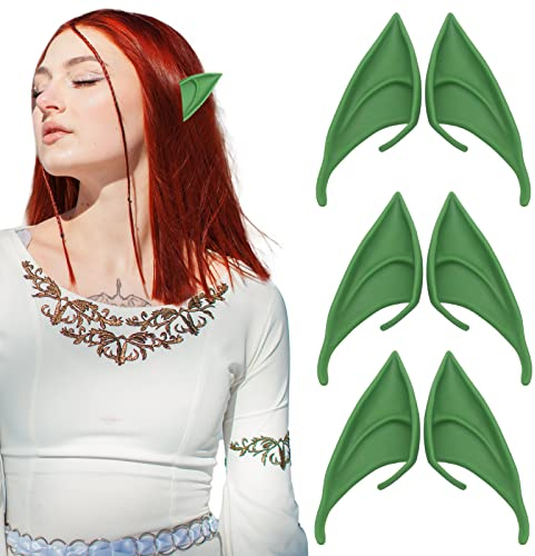 3 Paar Avantar Kostüm Elf Ears Cosplay Avantar Ohren 12cm Elfenohren Zubehör Halloween Partydekorationen Zubehör Karnevalskostüm -Grün