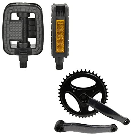 GUARNITURA CORONA BICICLETTA CON 42 DENTI+ COPPIA PEDALI CATARIFRANGENTI-BICI BIKE-BICICLETTA