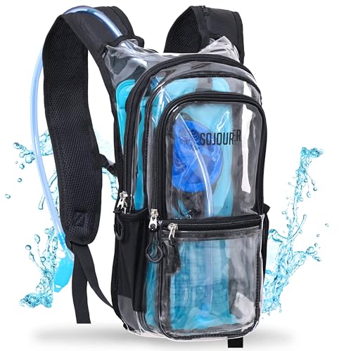 Transparenter Trinkrucksack, Trinkrucksack – Wasserrucksack mit 2 l Trinkblase, Festival Essential – Rave Hydration Pack Hydropack Hydro für Wandern, Halloween, Laufen, Festival-Ausrüstung