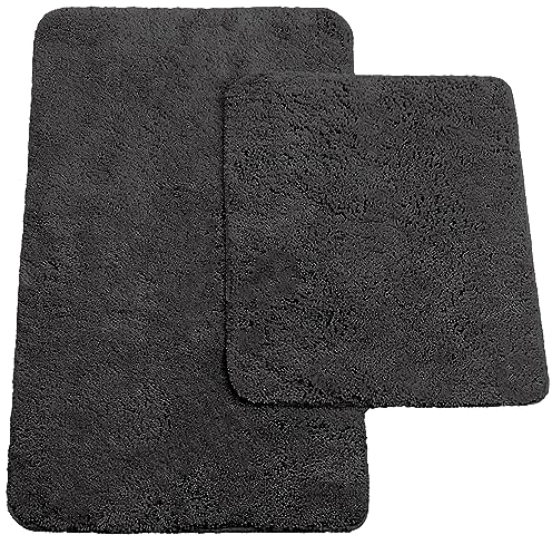 Brandsseller Tapis de Bain Lot de 2 Tapis de Bain Environ 50 x 80 cm Tapis de Toilette Environ 45 x 50 cm antidérapant Lavable - Noir