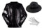 Shuanghao Kostüme Anzugjacken Jacket Top+Hat+Glove 3PS für Erwachsene Kinder Weihnachten Halloween Cosplay Puppe Partys Tänze Retro Punk Männer Frauen Mäntel Outfits Kleidung (Schwarz 190cm)