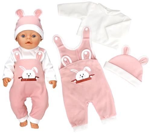 Ruikdly Kleidung Outfits für Baby Puppen Puppenkleidung 35-43 cm Puppenkleider Set Puppenzubehör mit Hut Langarm Hose Geschenke für Mädchen Jungen (Keine Puppe) Rosa