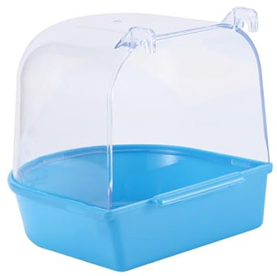 Colcolo Haustier-Vogel-Badebox, Käfig-Badewanne für Papageien, Wellensittich-Aufhängung, einfach zu installierende Sittiche, Kleiner Vogelkäfig, Dunkelblau