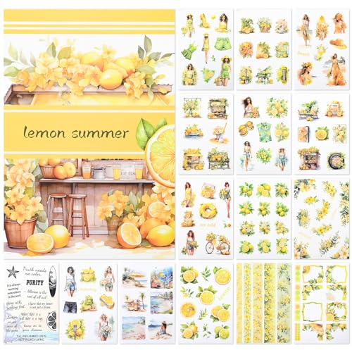 NOTIONSLAND 20 Blatt Scrapbook Stickers Book, 100+ Journaling Aufkleber für Scrapbooking Supplies, PET Ästhetische Vintage Aufkleber für Scrapbooking