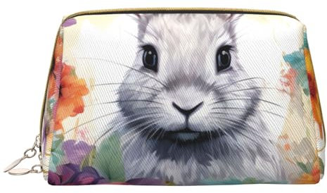 Trousse de toilette de voyage étanche pour femme et homme - Motif lapin et fleurs - Pour les vacances, Aquarelle Lapin et Fleurs, Taille unique, Trousse de toilette