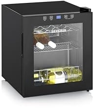 SEVERIN Weinkühlschrank 46 L Volumen für max. 15 Flaschen à 0,75L, inkl. LED & Touch-Display, Temperatur einstellbar von 5-18°C, nur 43 dB, EEK F, schwarz, WKS 8907