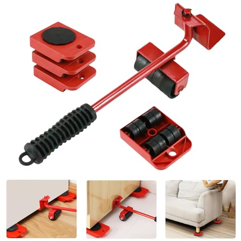 Ruedas para Muebles Rojas, Ruedas para Muebles Multifunción, Ruedas de Transporte, Ruedas para Muebles de Alta Resistencia, con 4 Ruedas Seguras, para Transportar Muebles