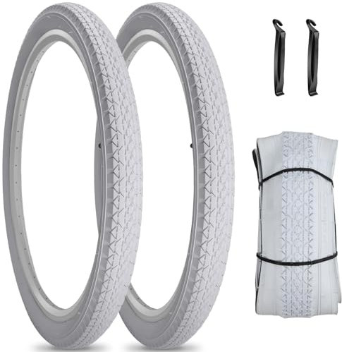 SIMEIQI 26 x 2,125 Strand-Bike-Reifen und Schläuche, Weiß (2 Reifen, 2 Hebel, 26 x 2,125)