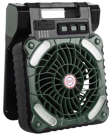 Wifehelper Ventilador Solar de 5200 Ah, Ventilador de Camping con Panel Solar, Ventilador Recargable con Energía Solar para Exteriores, Velocidad Continua y Ventilador Silencioso para (DE
