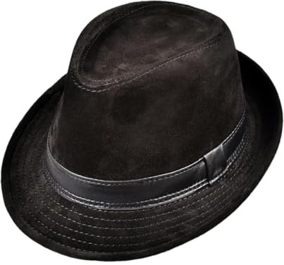 Dvbfufv Herren Damen Winter Lederhüte Männer Frauen breite Krempe Fedoras Hüte Männermützen, Schwarz , XXXL 59 60cm