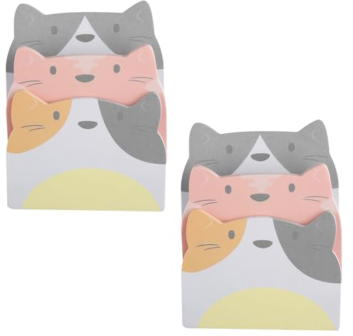 Thyonta Lot de 2 notes adhésives en forme de chat mignon Kawaii pour bureau, ordinateur, maison, réfrigérateur, cadeaux créatifs