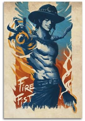 TESUXYEHH Anime-Poster, Motiv: One Piece Ace, dekoratives Gemälde, Leinwand, Wandposter und Kunstdruck, moderne Familienschlafzimmer-Dekoration, Poster, 20 x 30 cm
