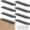 SWAWIS 8 Piezas Tiradores Oculto, 150mm Negro Pomos para Muebles con Tornillo, Tirador de Aluminio, Distancia entre Agujeros 96mm Tiradores de Cajones para Armarios Cajones Muebles Cocinas